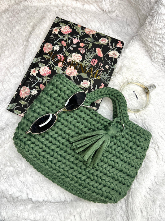 GREEN GODDESS Luxury Handmade Crochet Clutch Purse