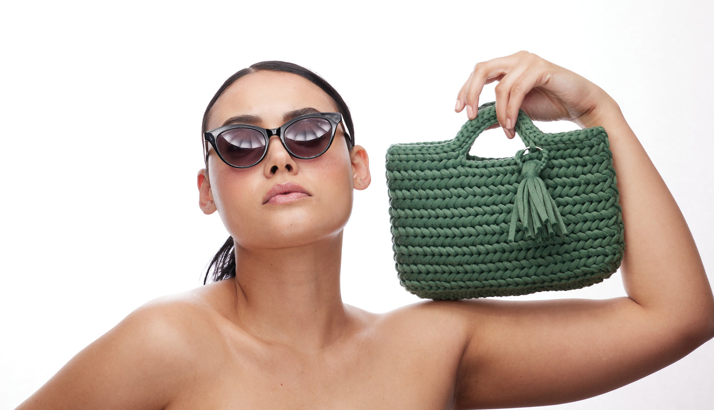 GREEN GODDESS Luxury Handmade Crochet Clutch Purse