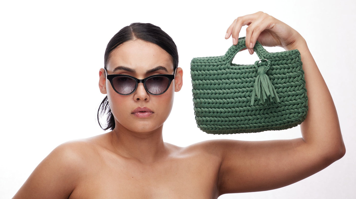 GREEN GODDESS Luxury Handmade Crochet Clutch Purse